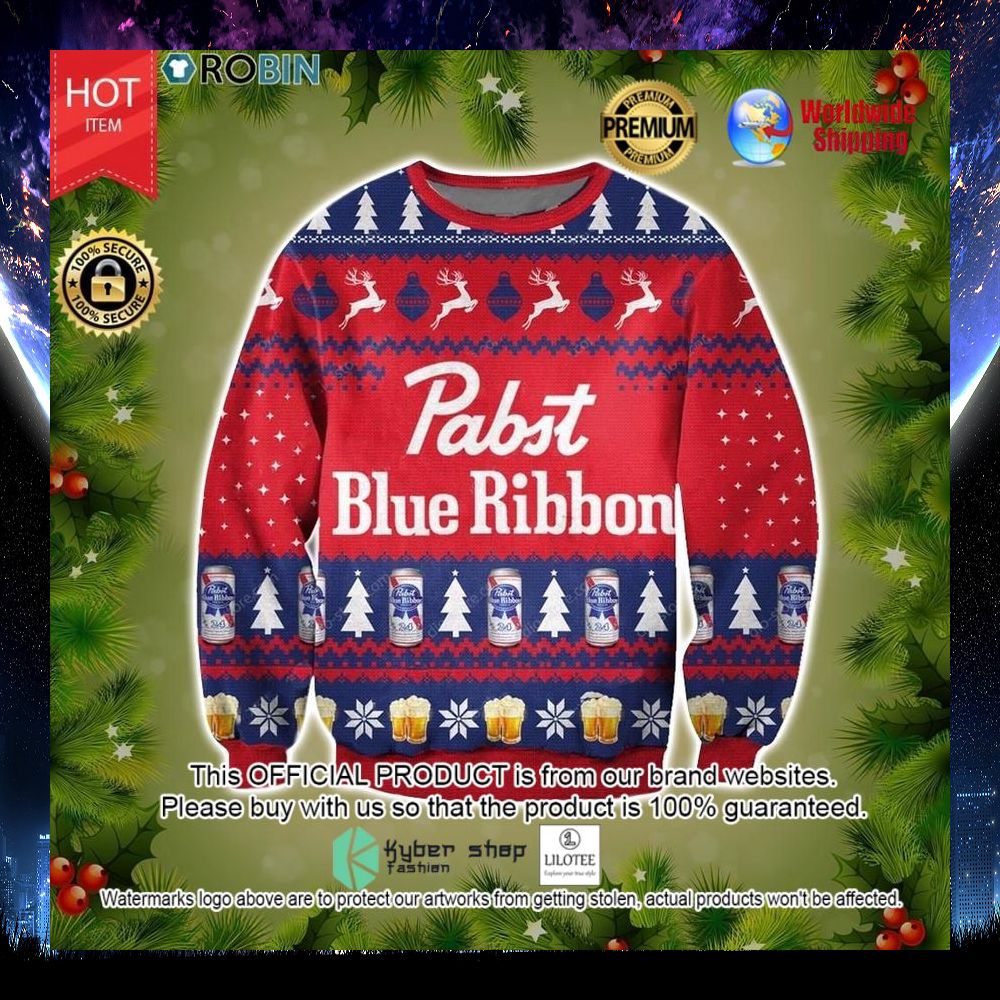 pabst blue ribbon red blue sweater 1 115