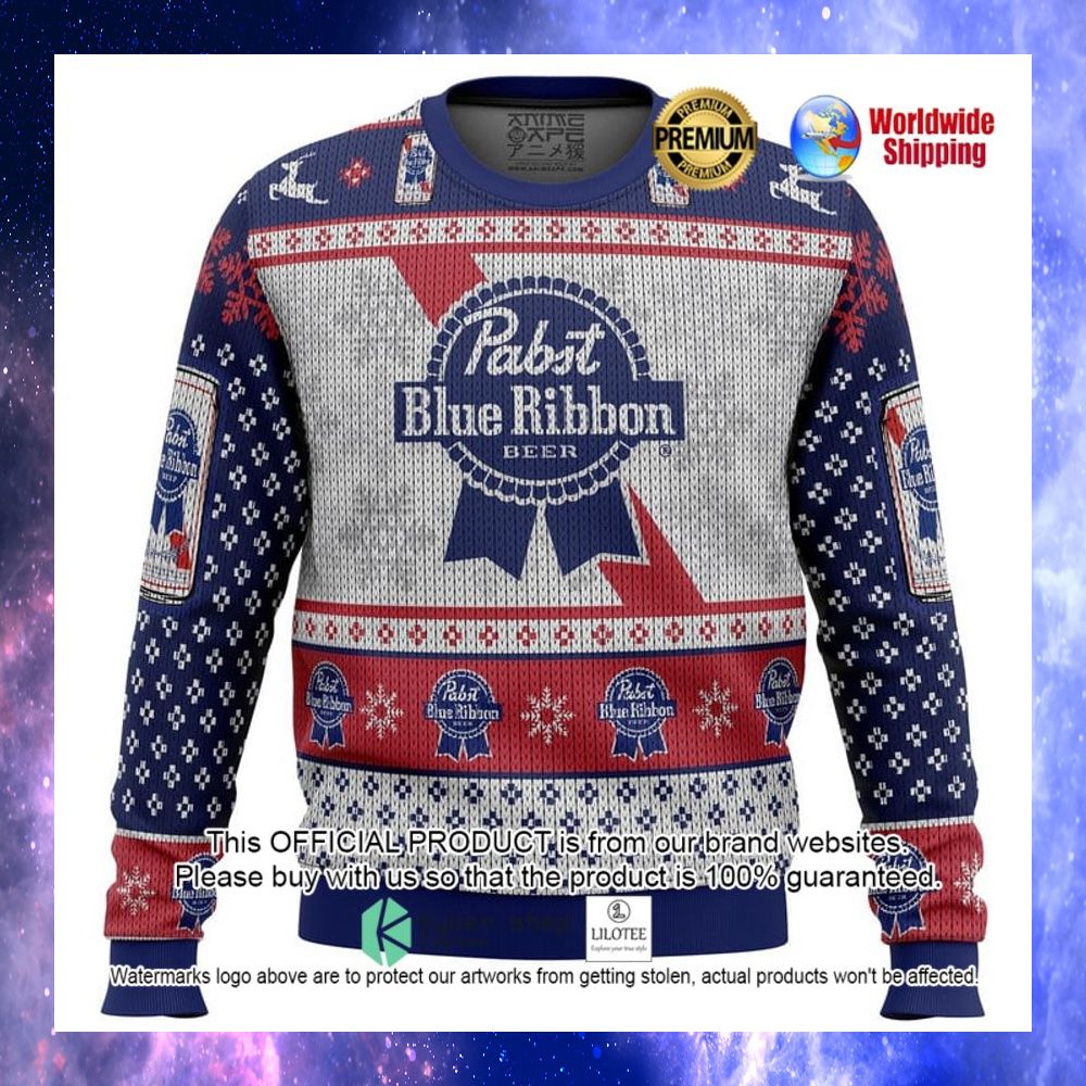 pabst blue ribbon red navy white sweater 1 925