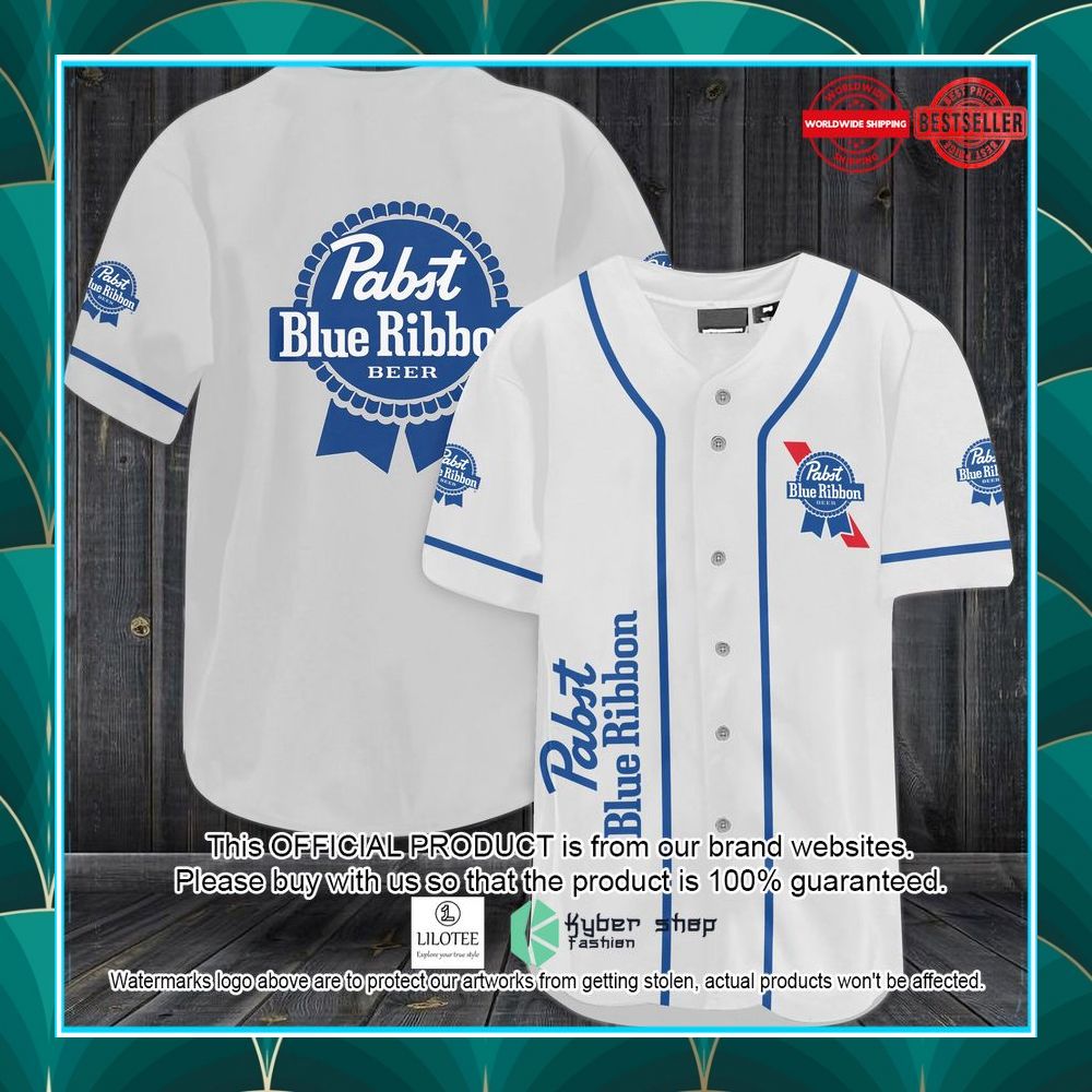 pabst blue ribbon white baseball jersey 1 112