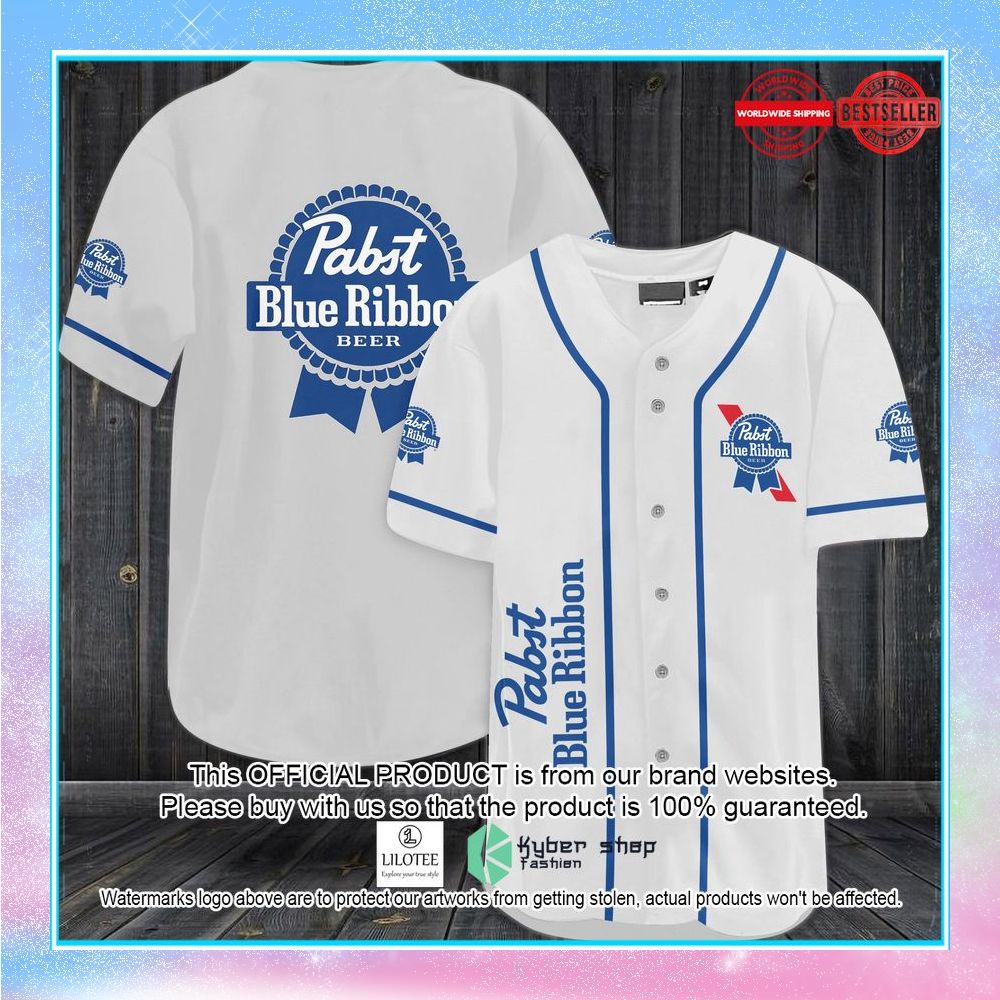 pabst blue ribbon white baseball jersey 1 568