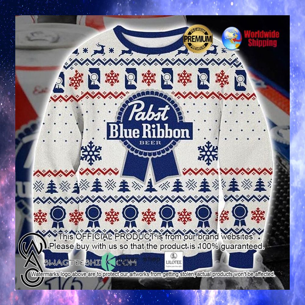 pabst blue ribbon white blue sweater 1 785