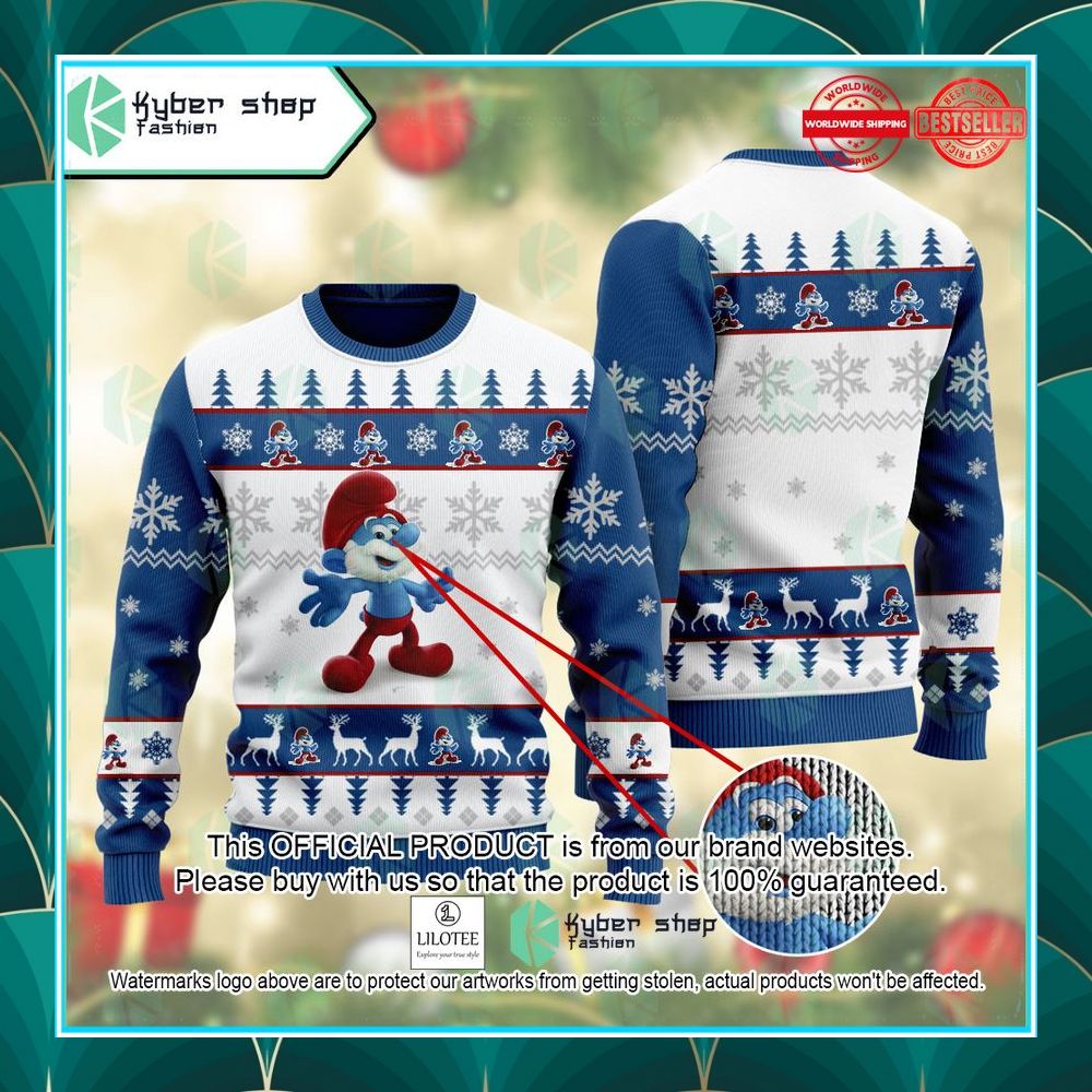 papa smurf the smurfs ugly sweater 1 542