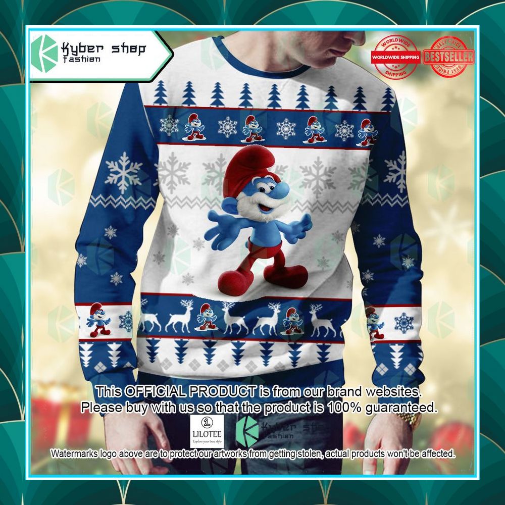 papa smurf the smurfs ugly sweater 2 868