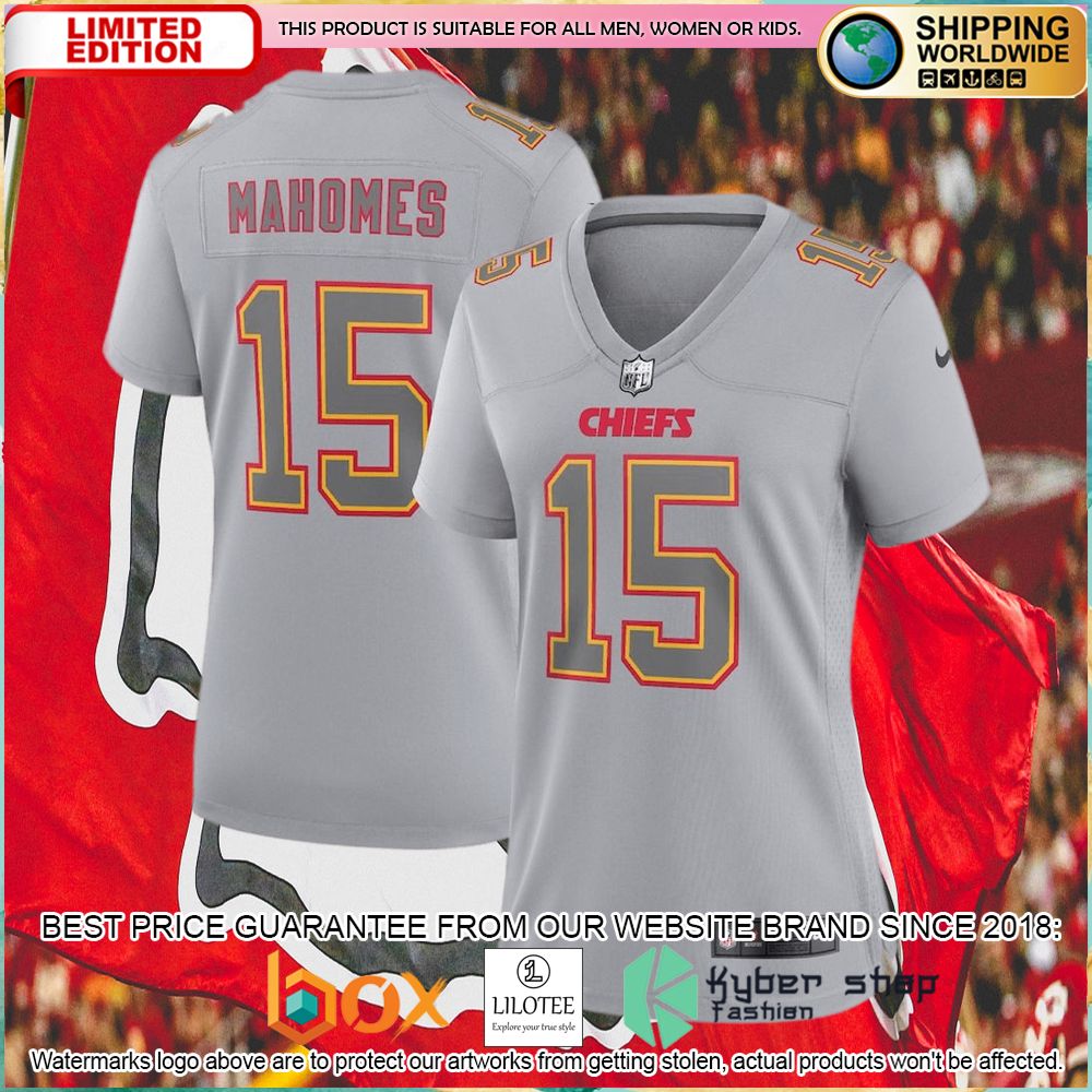 patrick mahomes kansas city chiefs nike womens atmosphere fashion gray football jersey 1 424