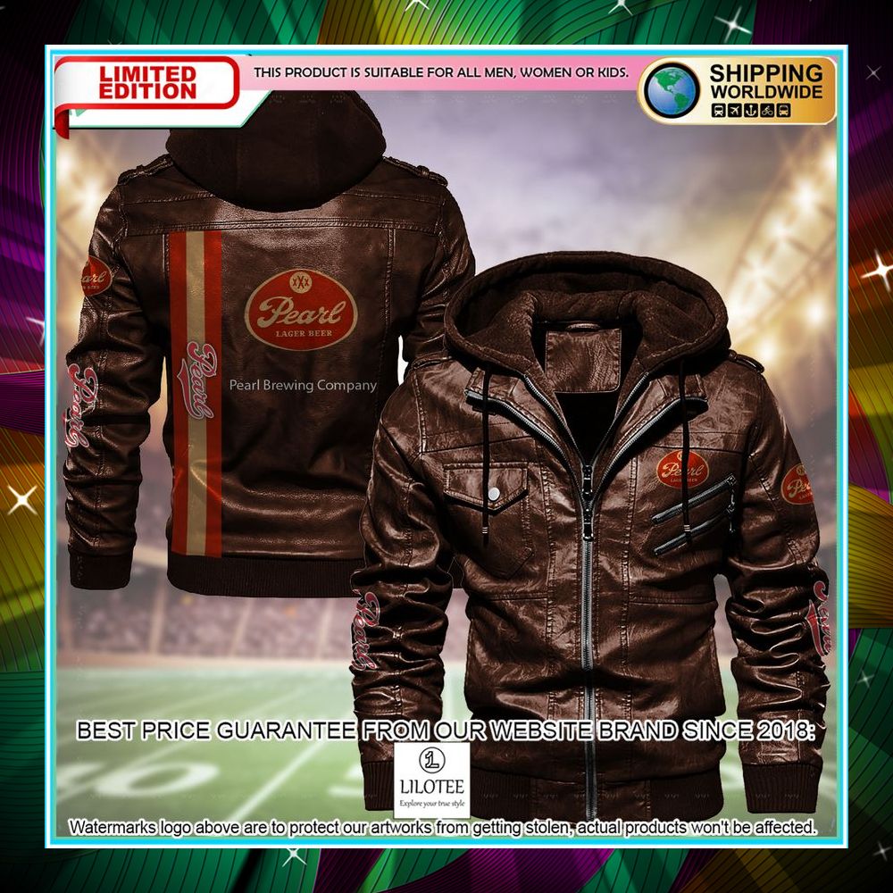 pearl brewing company leather jacket fleece jacket 1 899