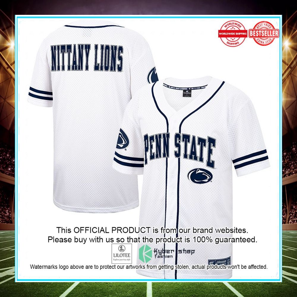 penn state nittany lions colosseum free spirited baseball white navy football jersey 1 169