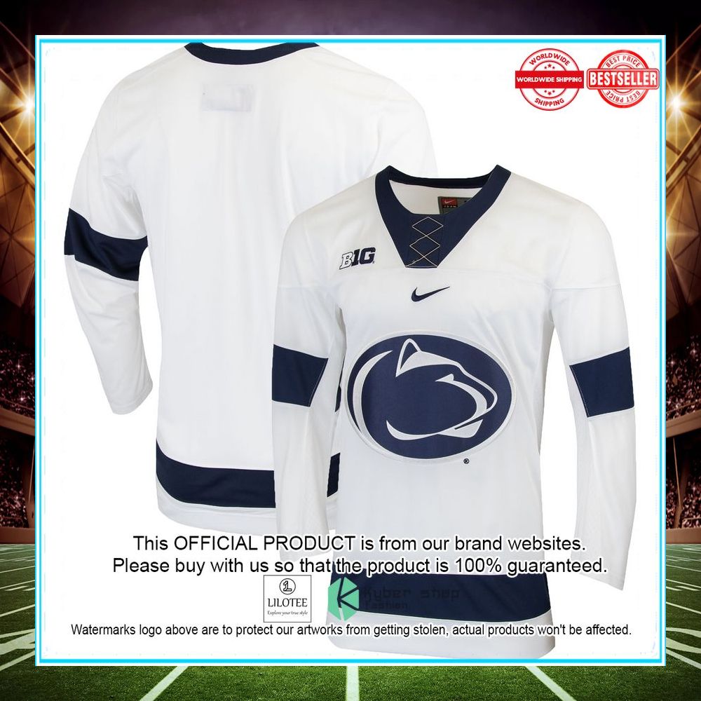 penn state nittany lions nike replica college hockey white football jersey 1 425