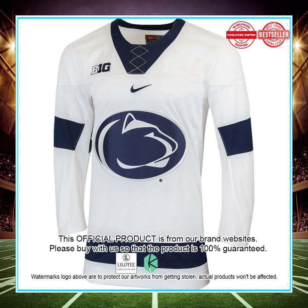 penn state nittany lions nike replica college hockey white football jersey 2 937