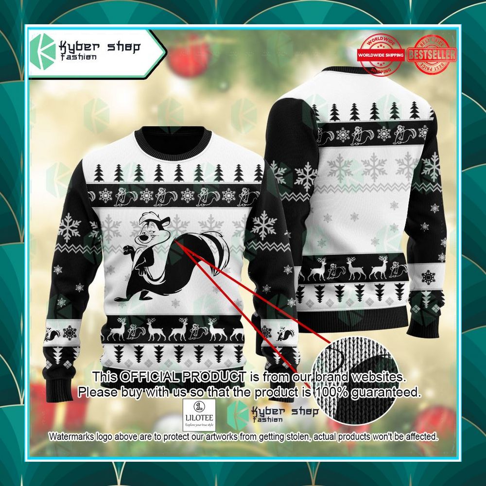 pepe le pew looney tunes ugly sweater 1 845
