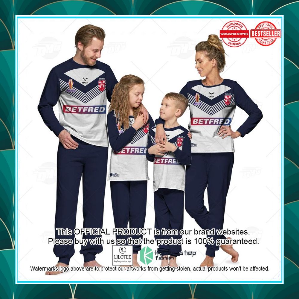 personalise england three lions rugby league world cup jersey 2022 pajamas set 1 982