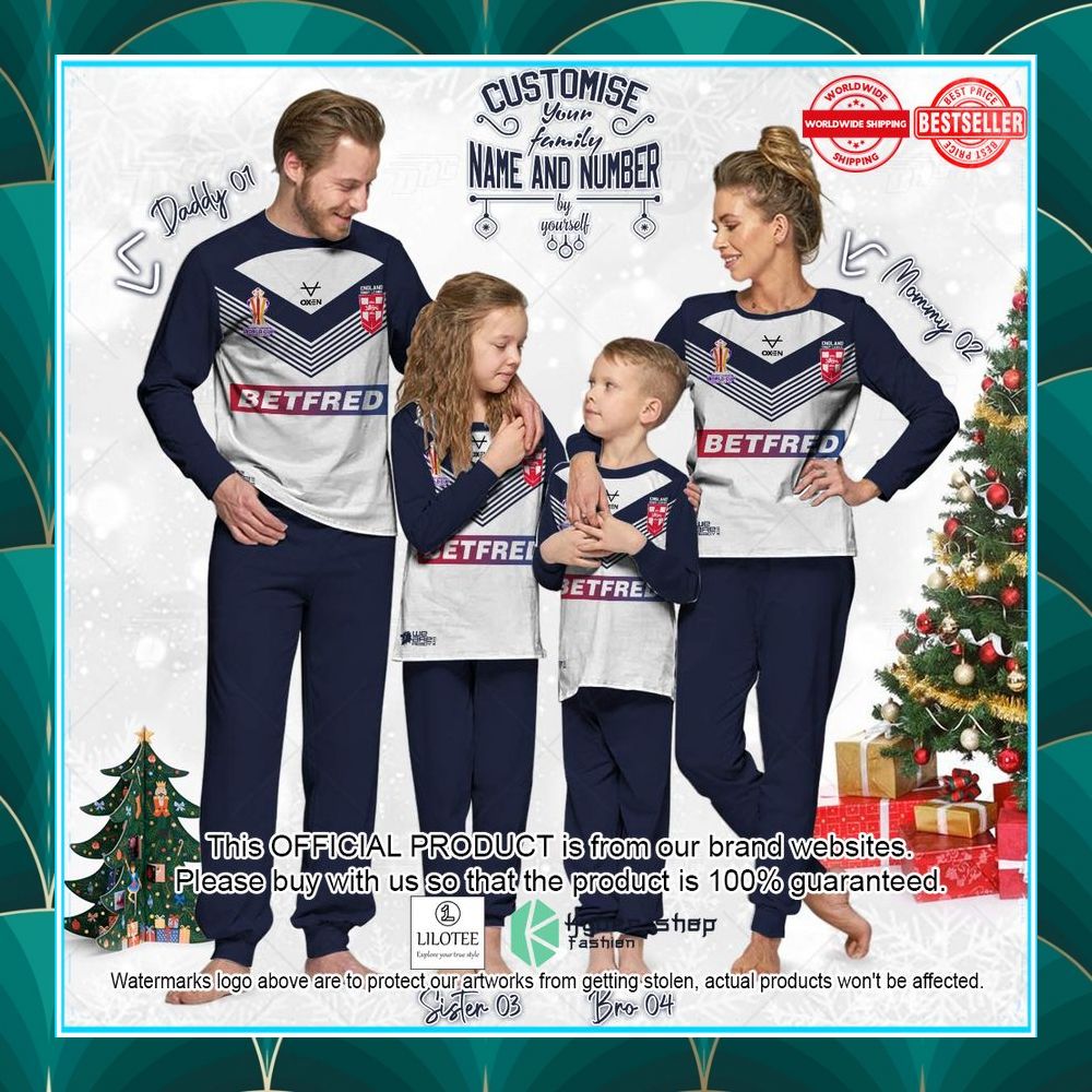personalise england three lions rugby league world cup jersey 2022 pajamas set 2 214