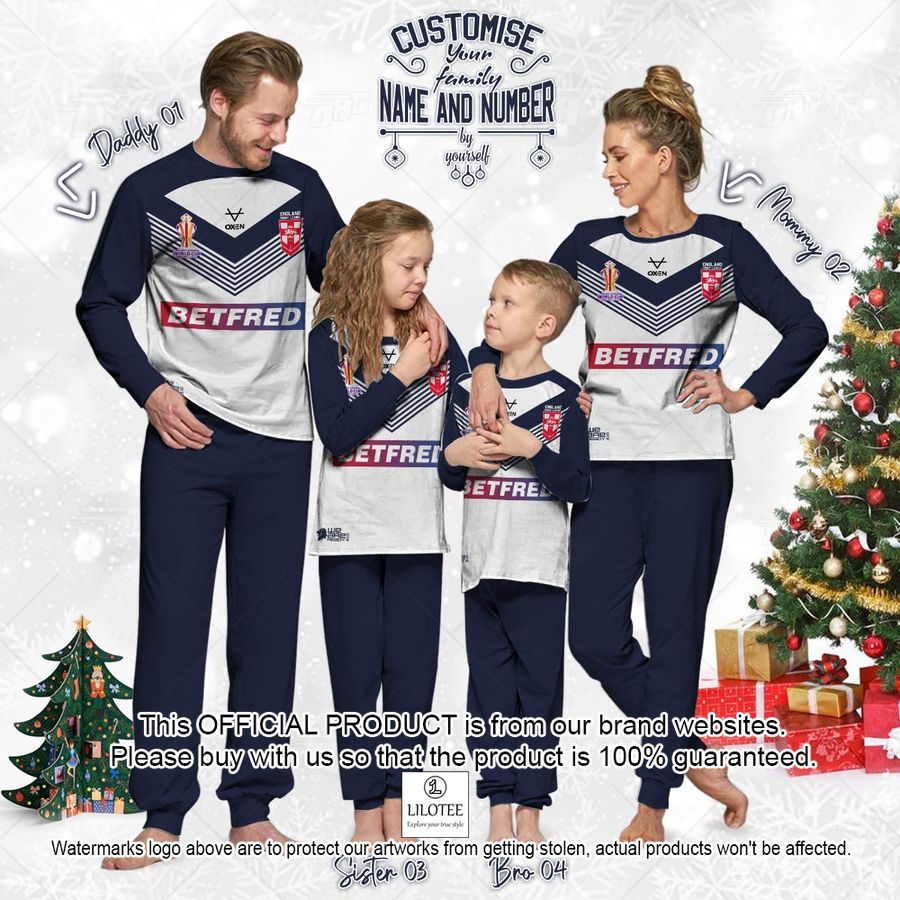 personalise england three lions rugby league world cup jersey 2022 pajamas set 2 58