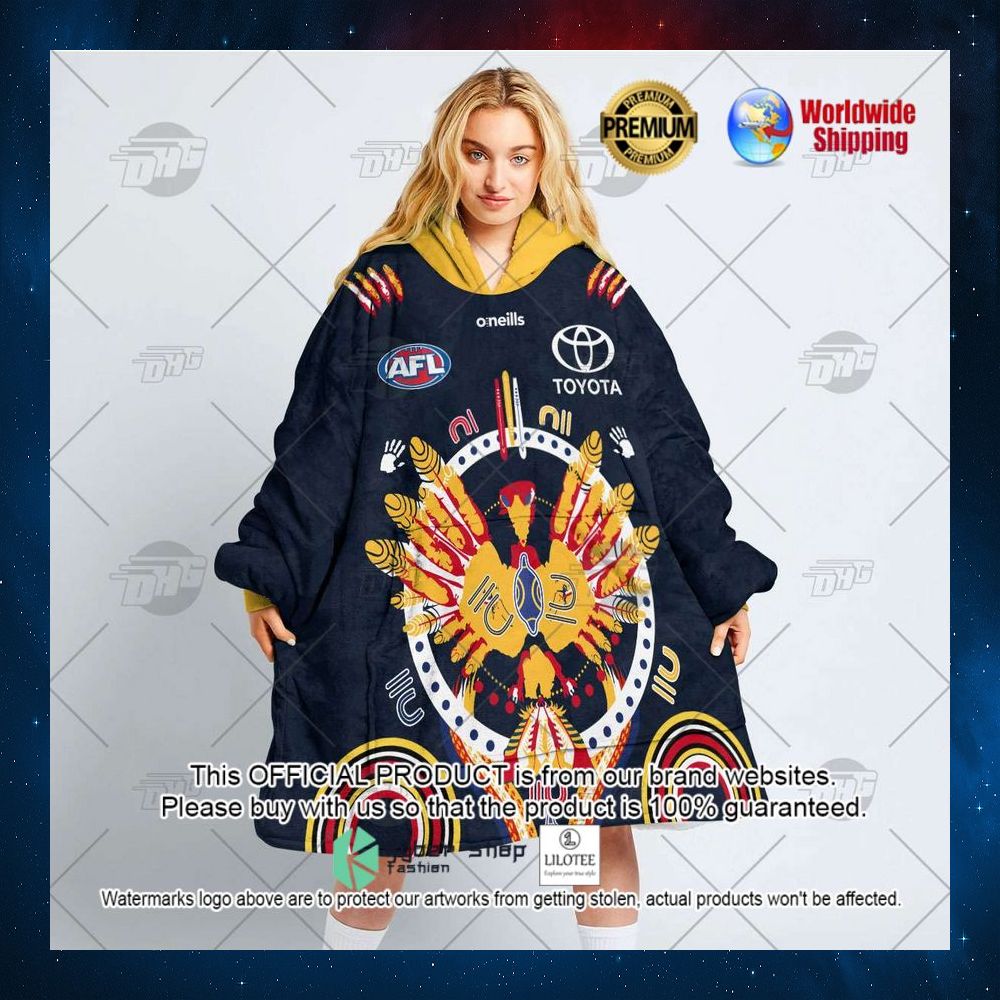 personalized afl adelaide indigenous toyota hoodie blanket 3 875