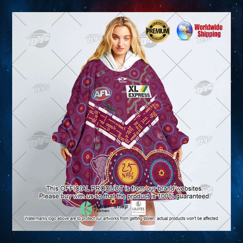 personalized afl brisbane lions indigenous xl express hoodie blanket 3 505