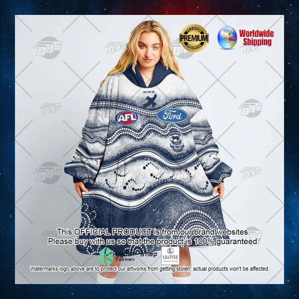 personalized afl geelong cats indigenous ford hoodie blanket 3 529