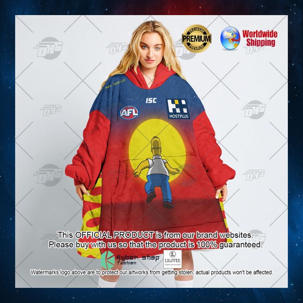 personalized afl gold coast suns the simpsons hostplus hoodie blanket 3 91