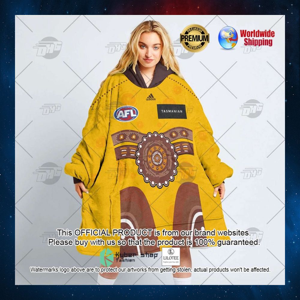 personalized afl hawthorn indigenous tasmanian hoodie blanket 3 128