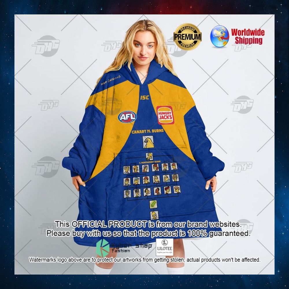 personalized afl west coast eagles the simpsons hungry jacks hoodie blanket 3 305