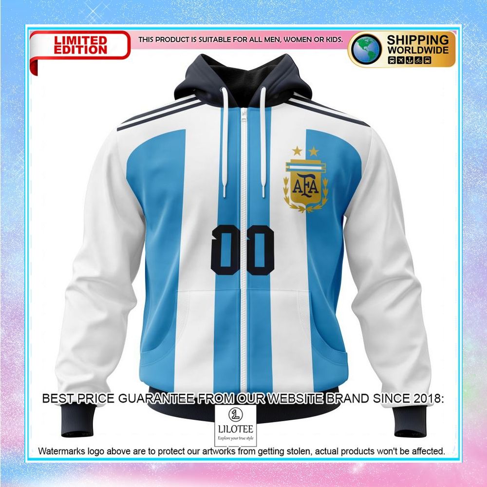 personalized argentina world cup 2022 home shirt hoodie 2 30