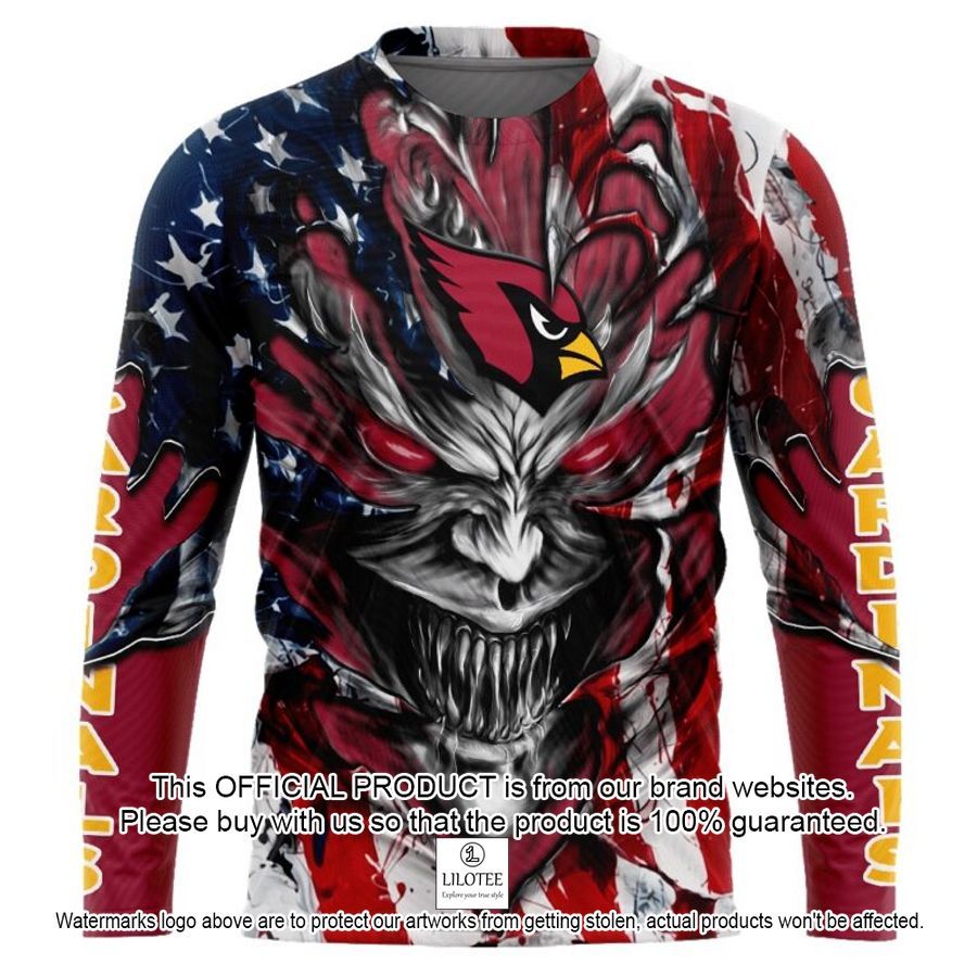 personalized arizona cardinals demon face american flag shirt hoodie 2 485