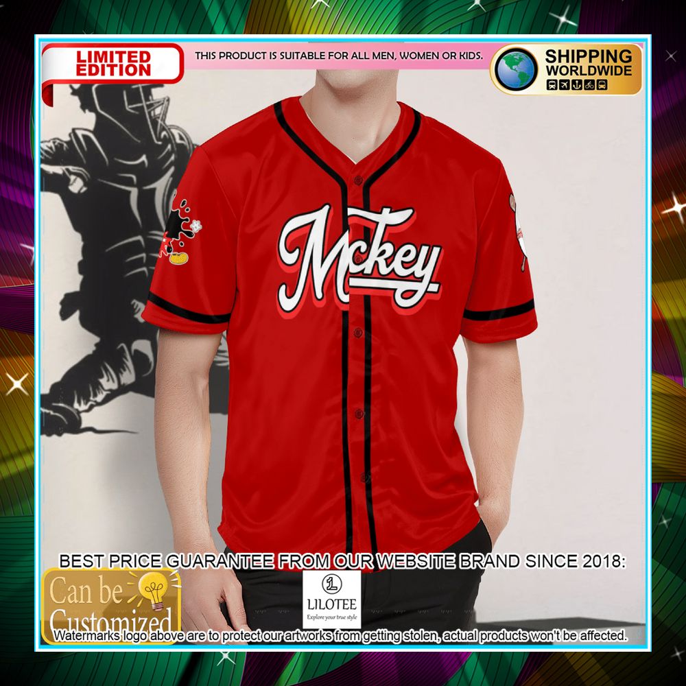 personalized baseball mickey mouse red baseball jersey 2 111
