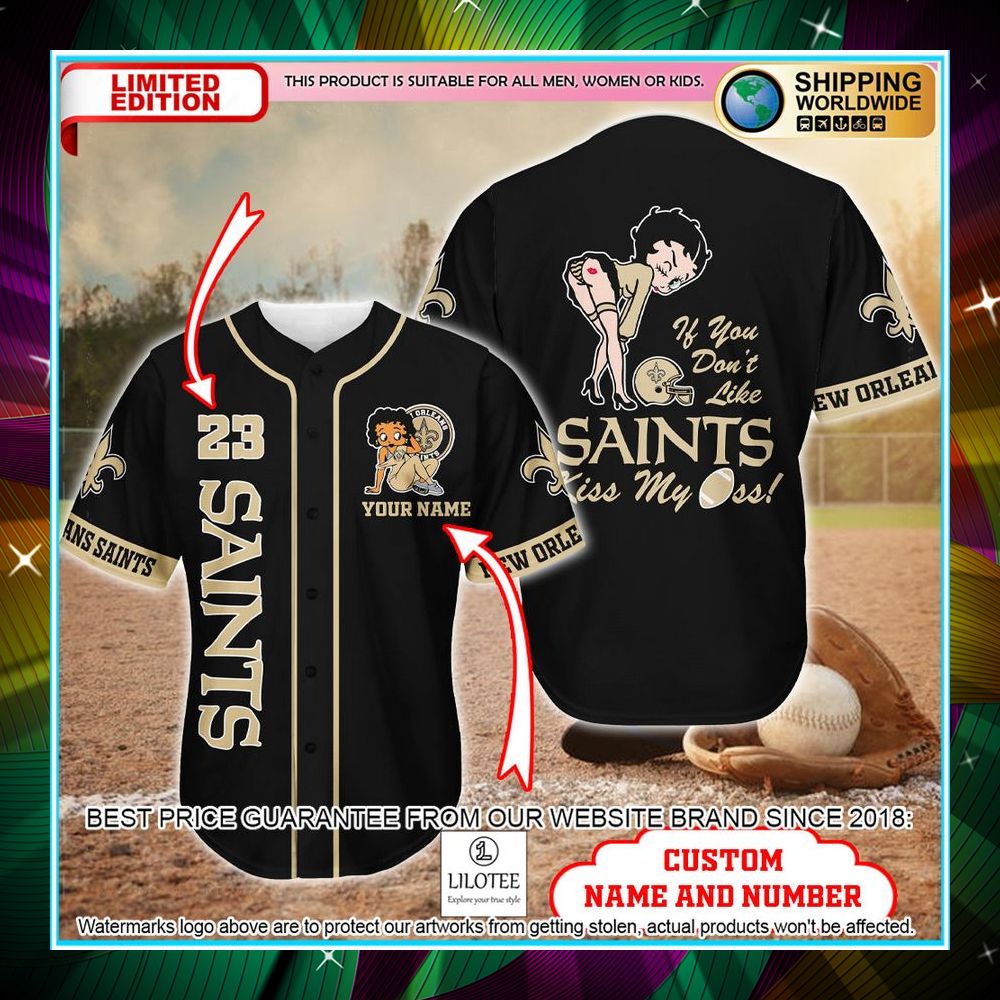 personalized betty boop new orleans saints baseball jersey 1 680
