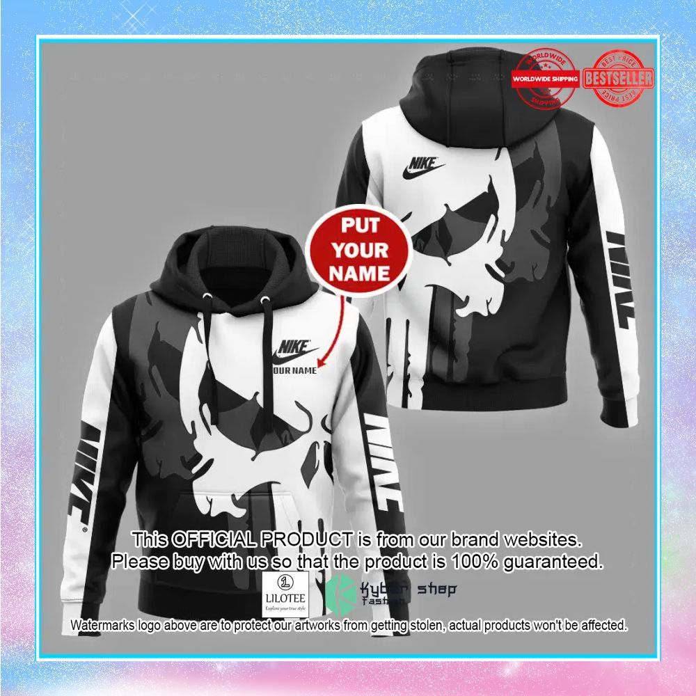 personalized black nike punisher skull hoodie pants 2 397