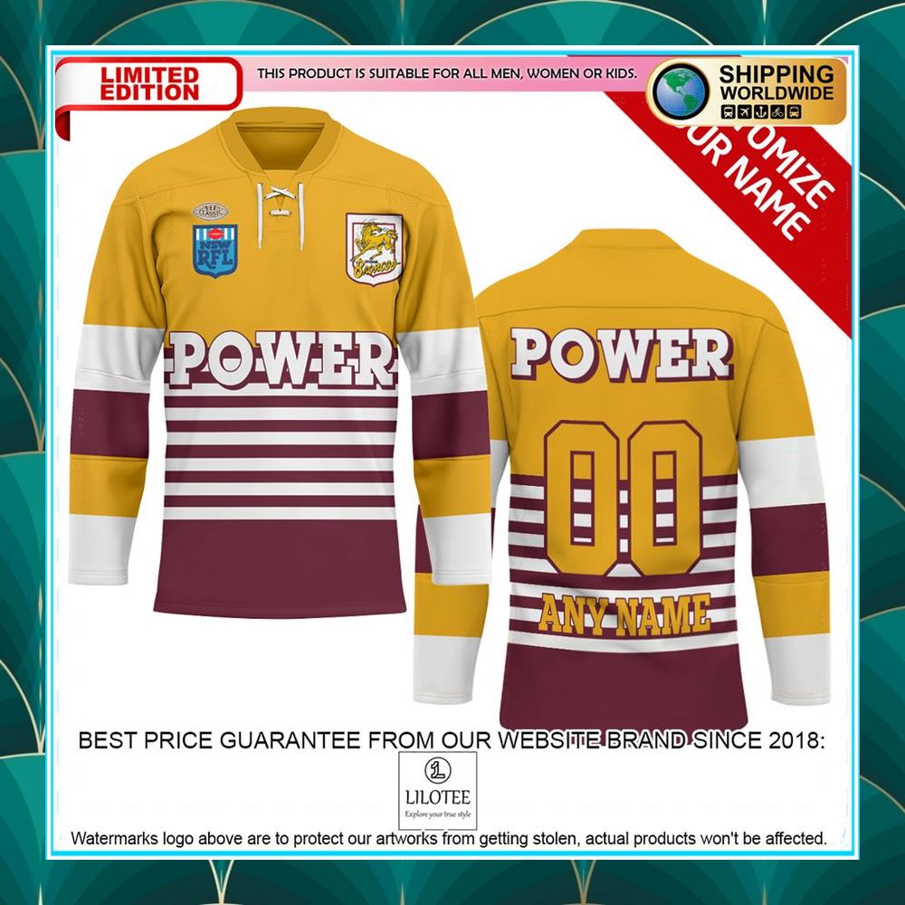 personalized brisbane broncos hockey jersey 1 993