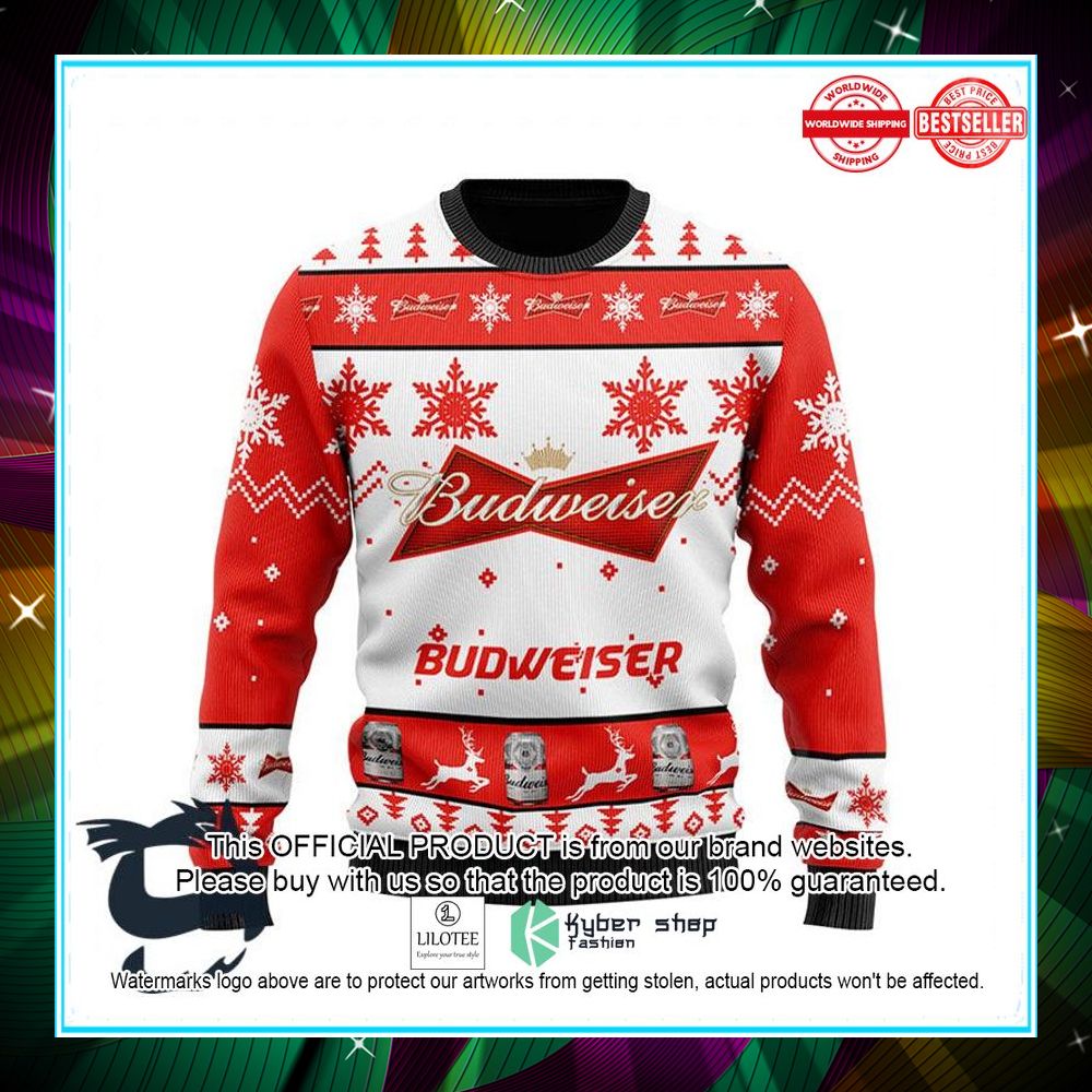 personalized budweiser beer ugly christmas sweater 2 762