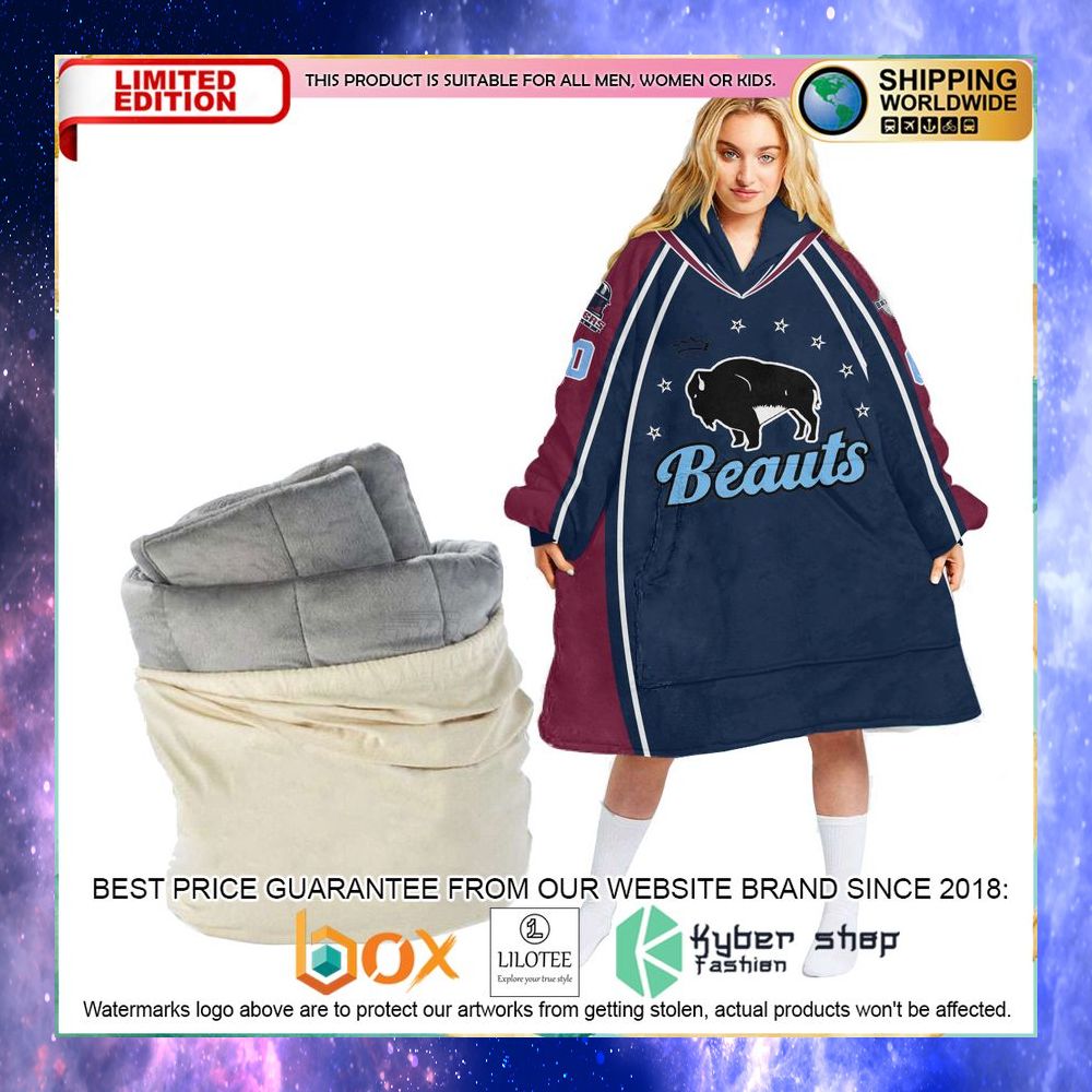 personalized buffalo beauts navy oodie blanket hoodie 1 251