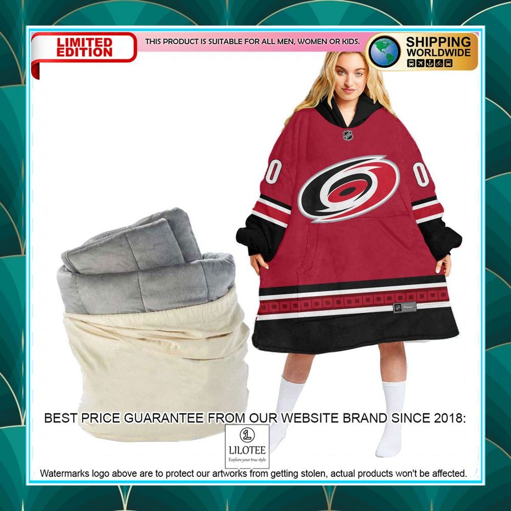 personalized carolina hurricanes red oodie blanket hoodie 1 861