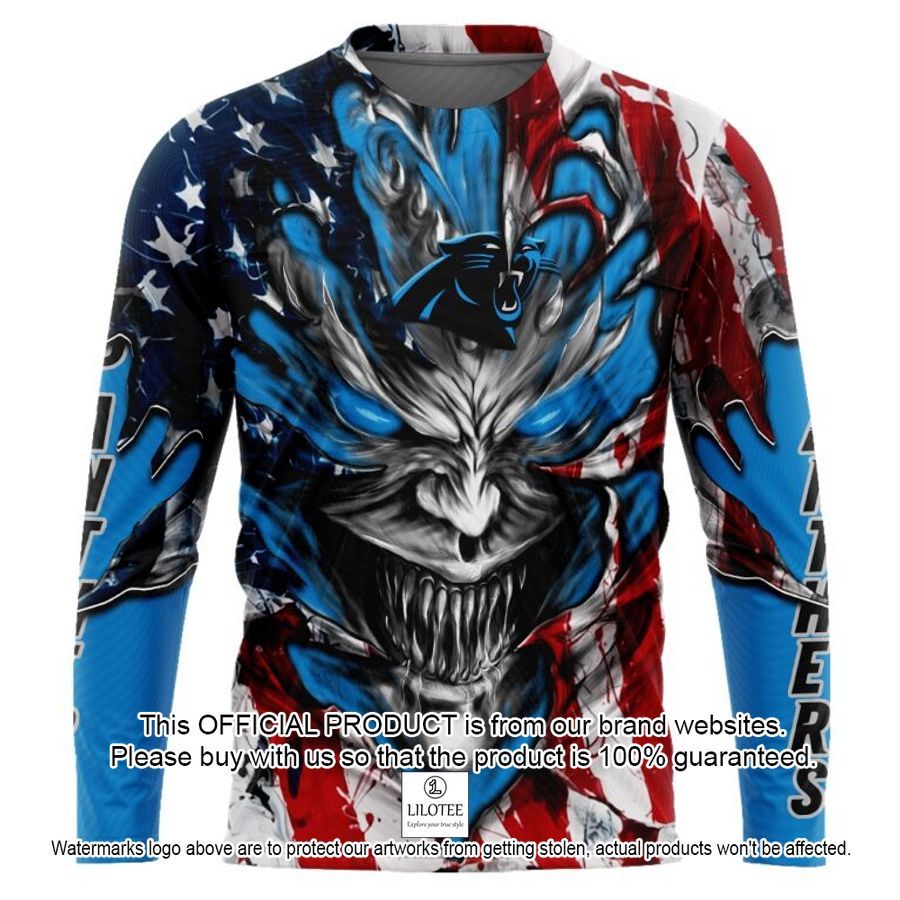 personalized carolina panthers demon face american flag shirt hoodie 2 609
