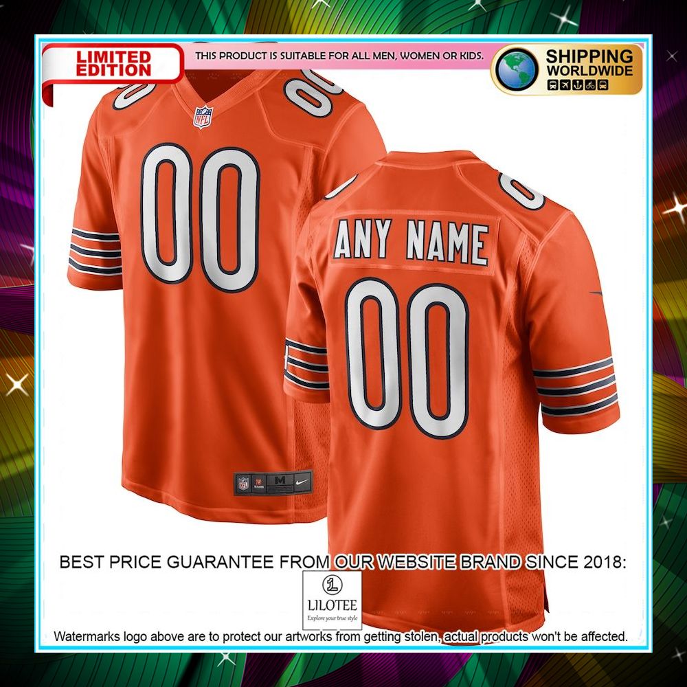 personalized chicago bears alternate orange football jersey 1 368