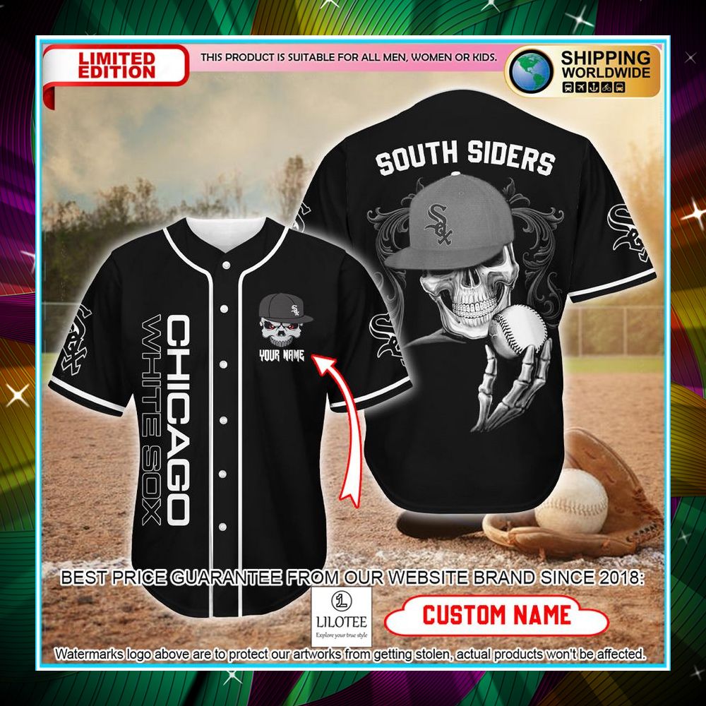 personalized chicago white sox skull south siders baseball jersey 1 790