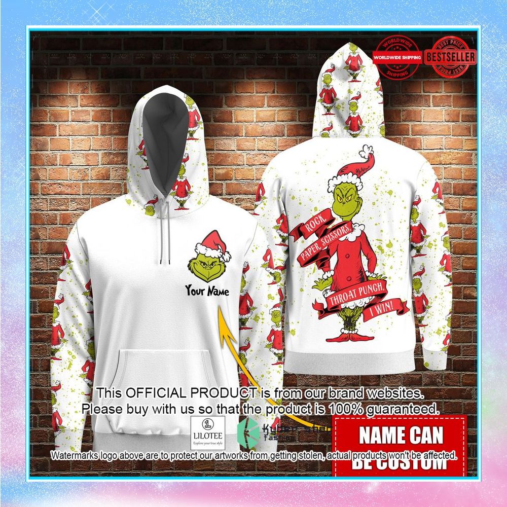 personalized christmas grinch rock paper scissors punch i win shirt hoodie 2 178