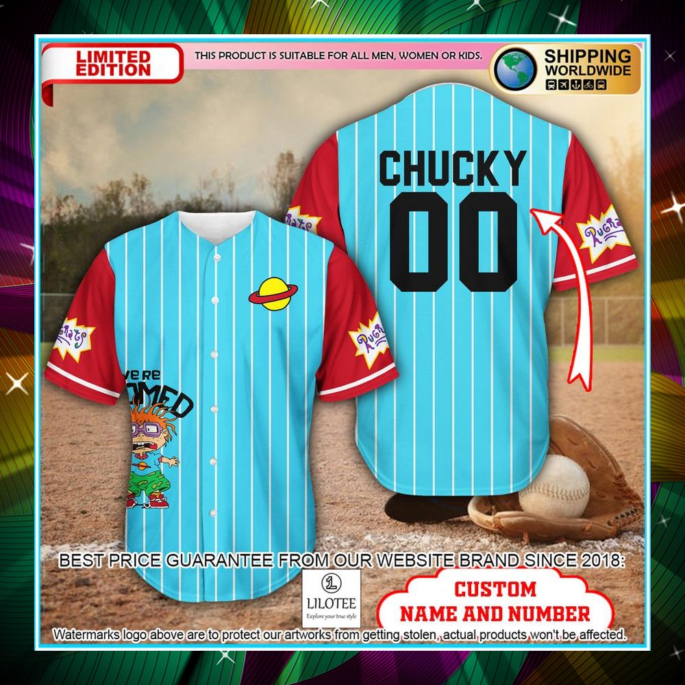 personalized chuckie finster rugrats baseball jersey 1 220