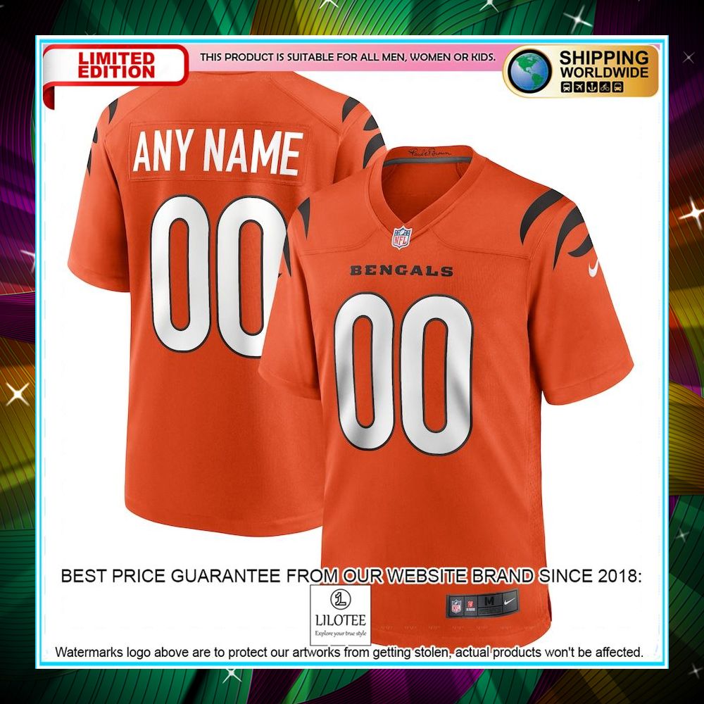 personalized cincinnati bengals alternate orange football jersey 1 818