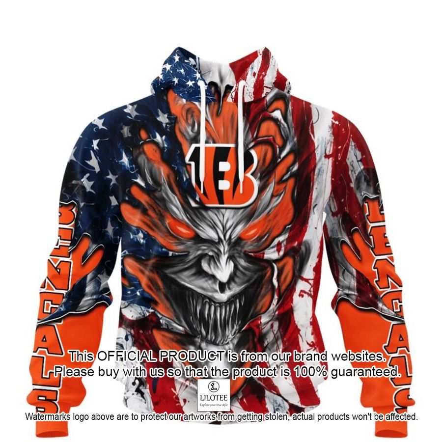 personalized cincinnati bengals demon face american flag shirt hoodie 1 848