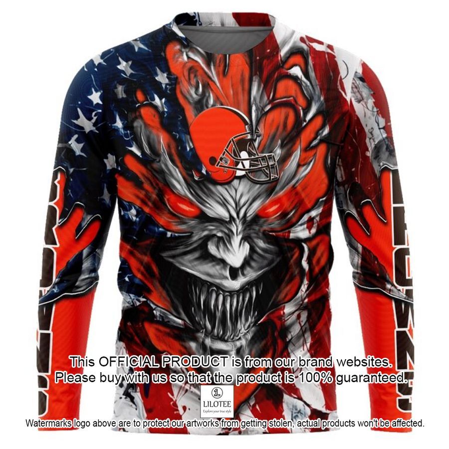 personalized cleveland browns demon face american flag shirt hoodie 2 715