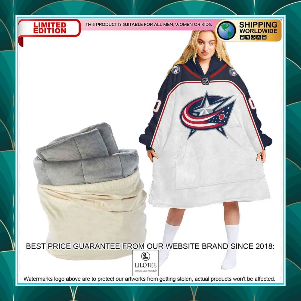 Personalized Columbus Blue Jacket white Oodie Blanket Hoodie - LIMITED EDITION 3 personalized columbus blue jacket white oodie blanket hoodie 3 921