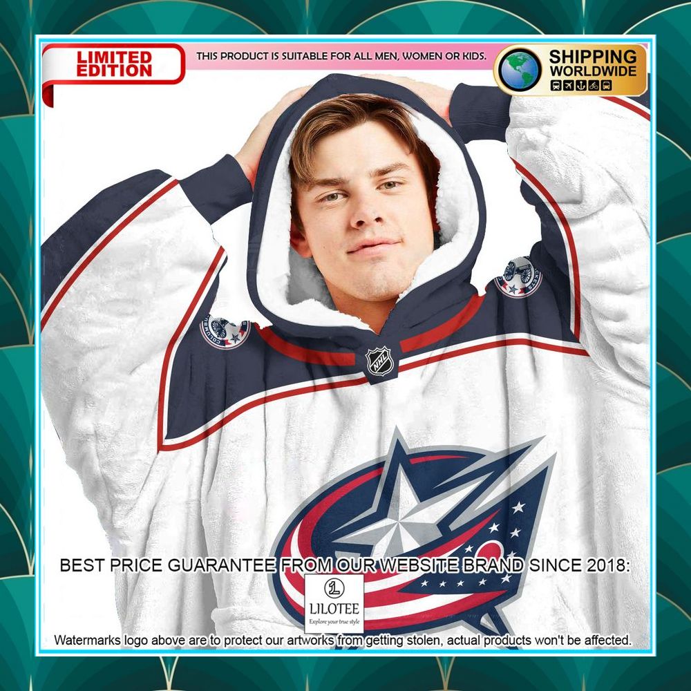 Personalized Columbus Blue Jacket white Oodie Blanket Hoodie - LIMITED EDITION 4 personalized columbus blue jacket white oodie blanket hoodie 4 602