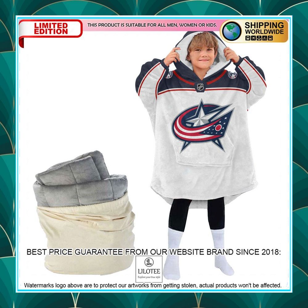 Personalized Columbus Blue Jacket white Oodie Blanket Hoodie - LIMITED EDITION 5 personalized columbus blue jacket white oodie blanket hoodie 5 196