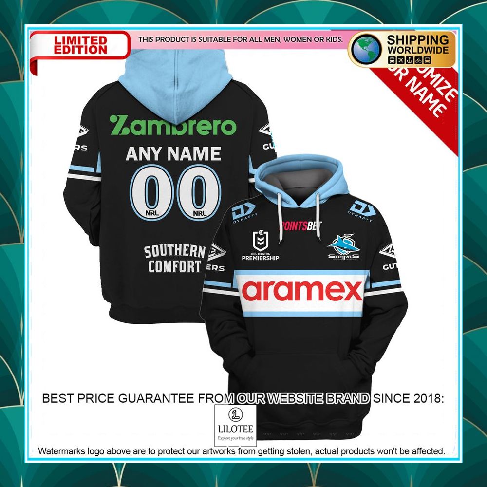 personalized cronulla sutherland sharks black shirt hoodie 2 720