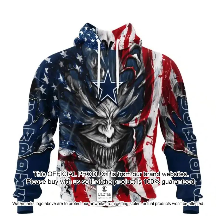 personalized dallas cowboys demon face american flag shirt hoodie 1 783
