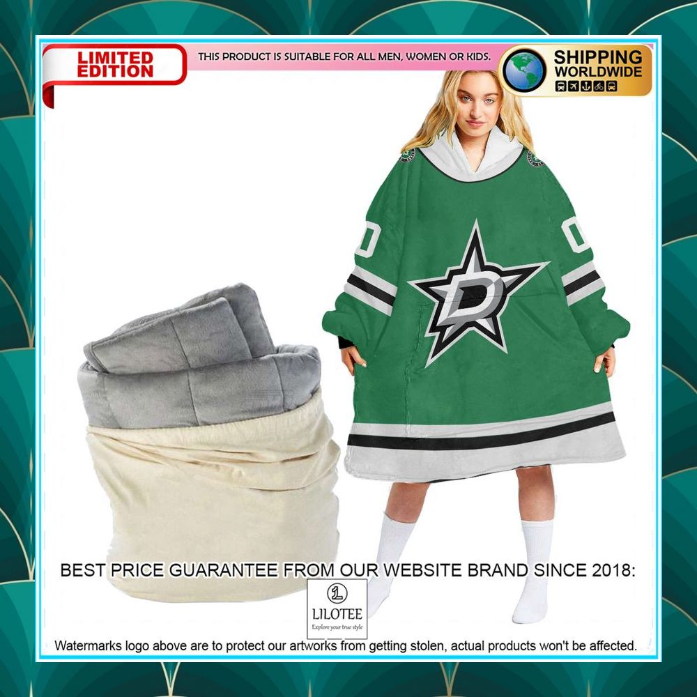 personalized dallas stars green oodie blanket hoodie 1 696
