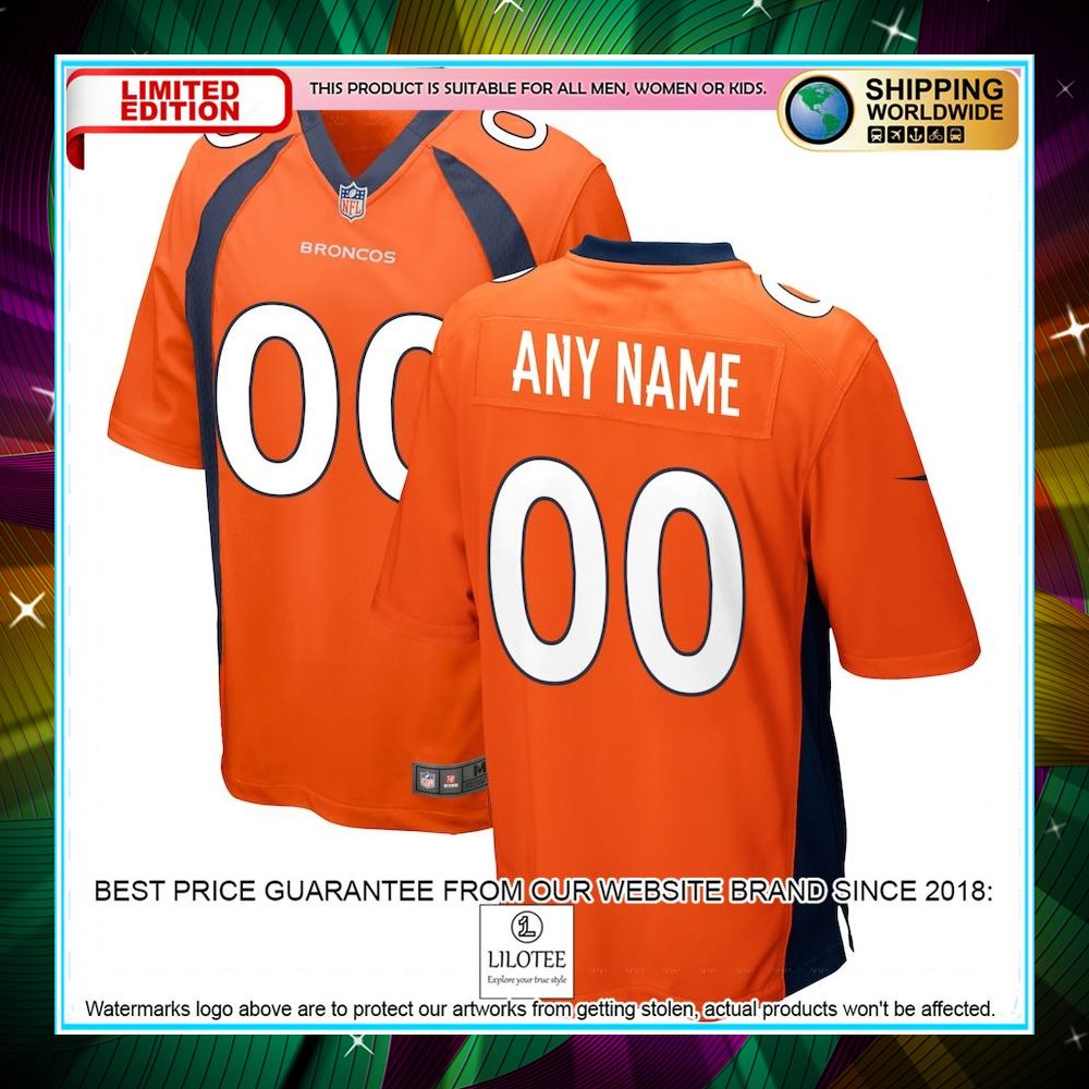 personalized denver broncos orange football jersey 1 870