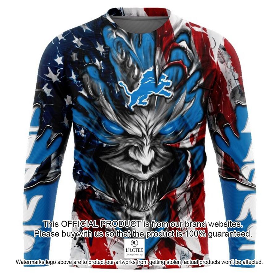 personalized detroit lions demon face american flag shirt hoodie 2 574