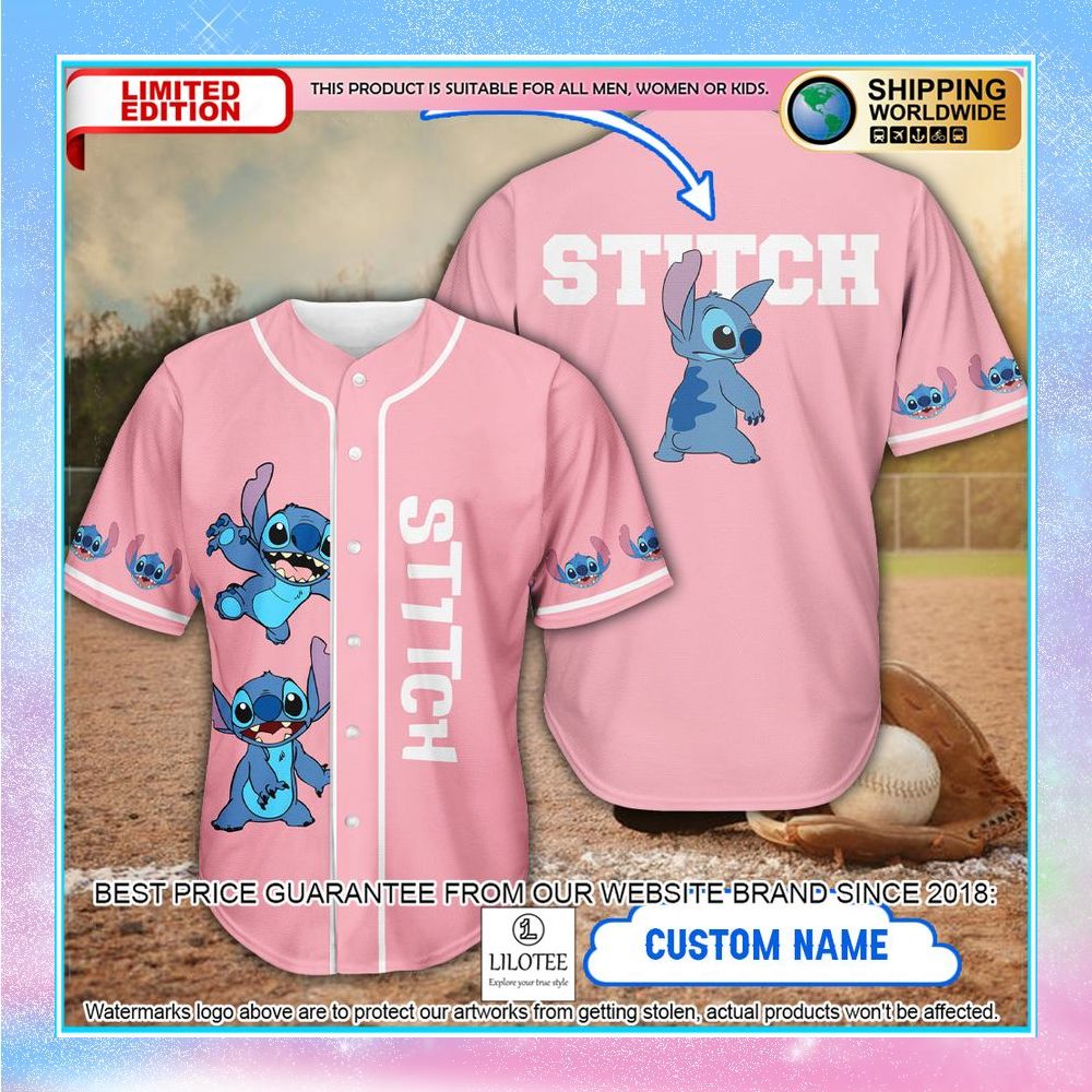 personalized disney stitch pink baseball jersey 1 375