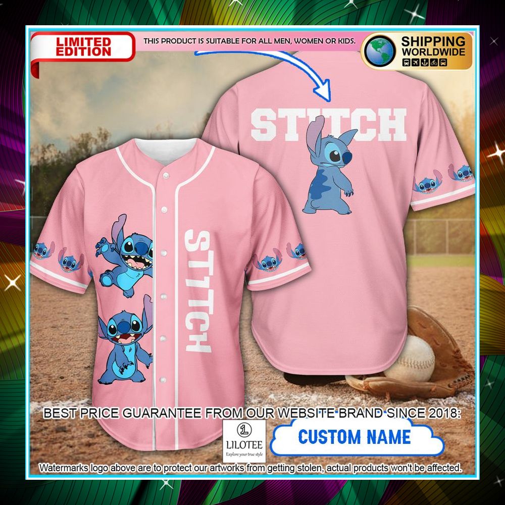 personalized disney stitch pink baseball jersey 1 573