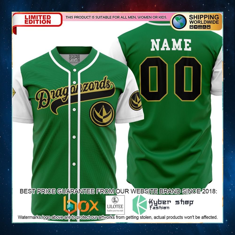 personalized dragonzords green power rangers baseball jersey 1 433